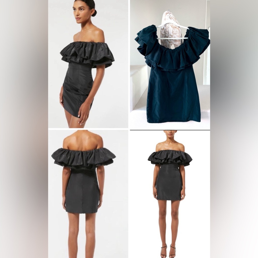 NWT Rhode Vivi Off Shoulder Ruffle Mini Dress Black Size 6